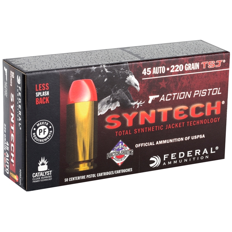 Federal Syntech 45 ACP AUTO Ammo 220 Grain Total Synthetic Jacket