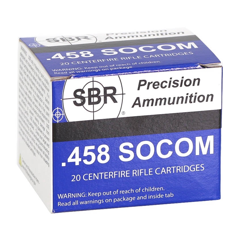 SBR 458 SOCOM High Velocity Ammo 450 Grain Full Metal Jacket