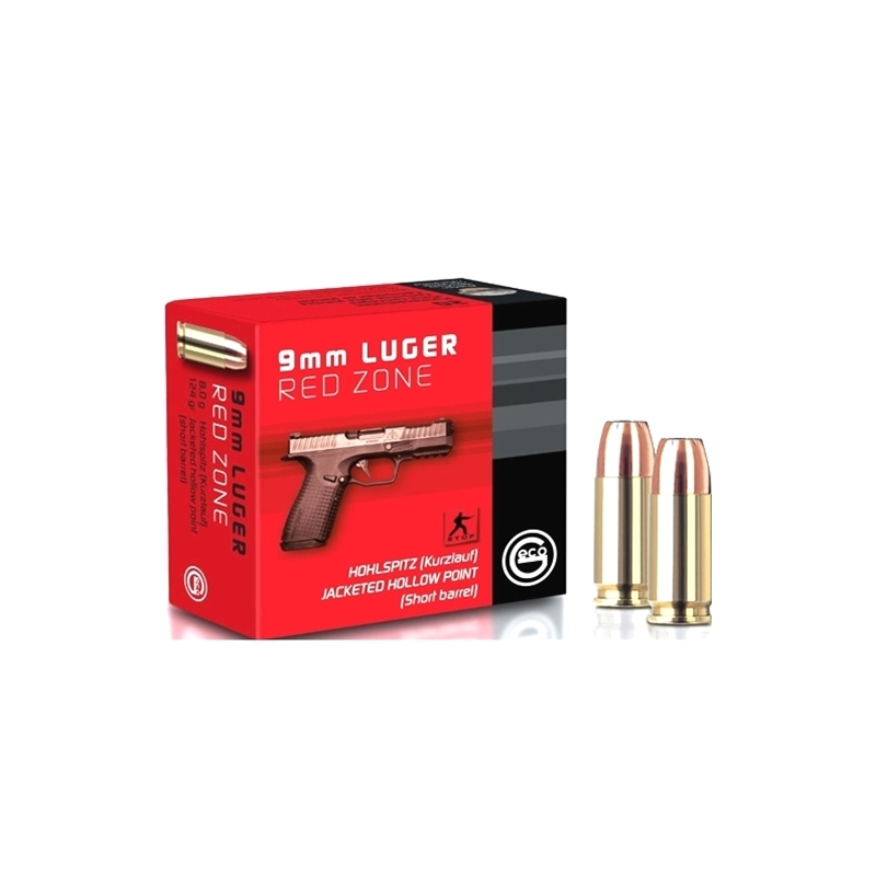 Geco Self Defense Red Zone 9mm Luger Ammo 124 Grain JHP