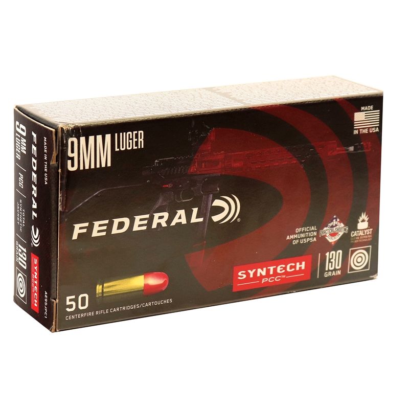 Federal Syntech PCC 9mm Luger Ammo 130 Grain Total Synthetic Jacket