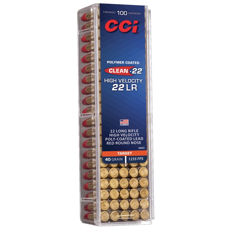 CCI Clean 22 Long Rifle Subsonic Ammo 40 Grain Poly Coated Blue LRN