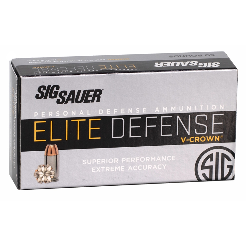 Sig Sauer Elite Performance 9mm Luger Ammo 147 Gr V-Crown JHP 50 Rounds
