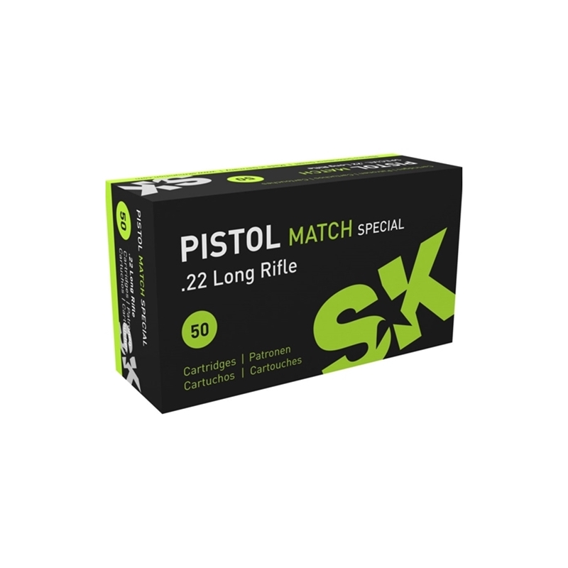 SK Pistol Match Special 22 Long Rifle Ammo 40 Grain Lead Round Nose