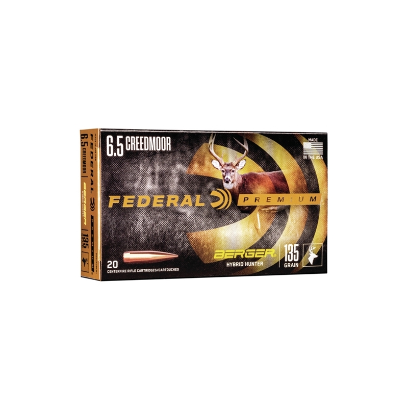 Federal Premium 6.5 Creedmoor Ammo 135 Grain Berger Hybrid Hunter