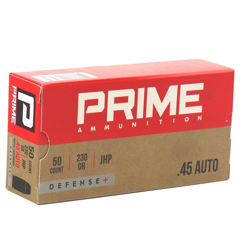 Prime Ammunition 45 ACP Ammo 230 Grain Jacketed Hollow Point Defense+