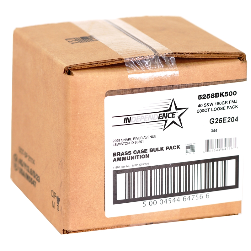 CCI Independence 40 S&W Ammo 180 Grain FMJ 500 Rounds Bulk Loose Pack