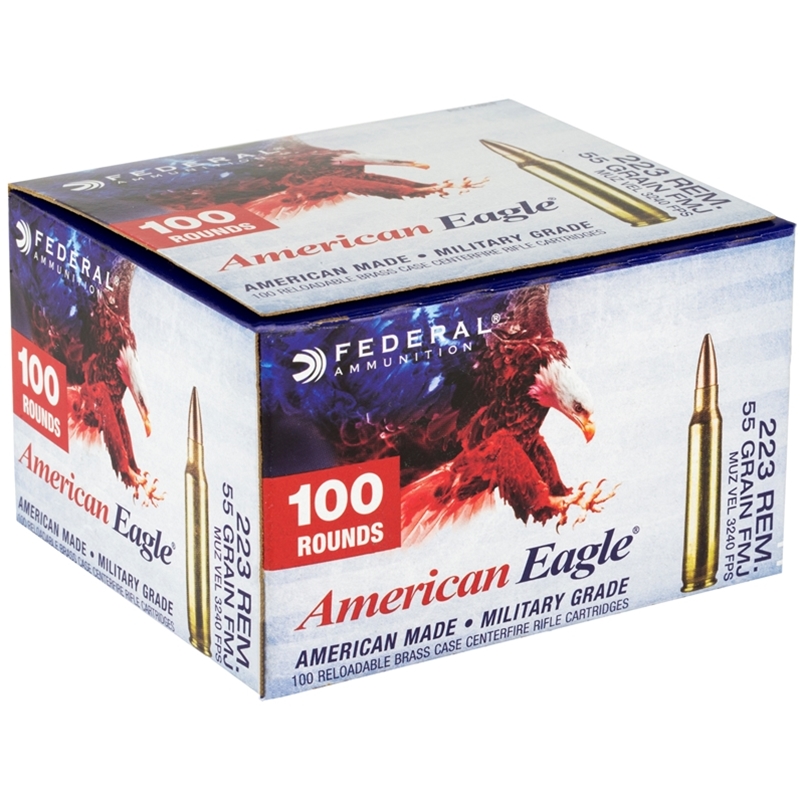 Federal American Eagle 223 Remington Ammo 55 Grain Full Metal Jacket BT Projectile Value Pack