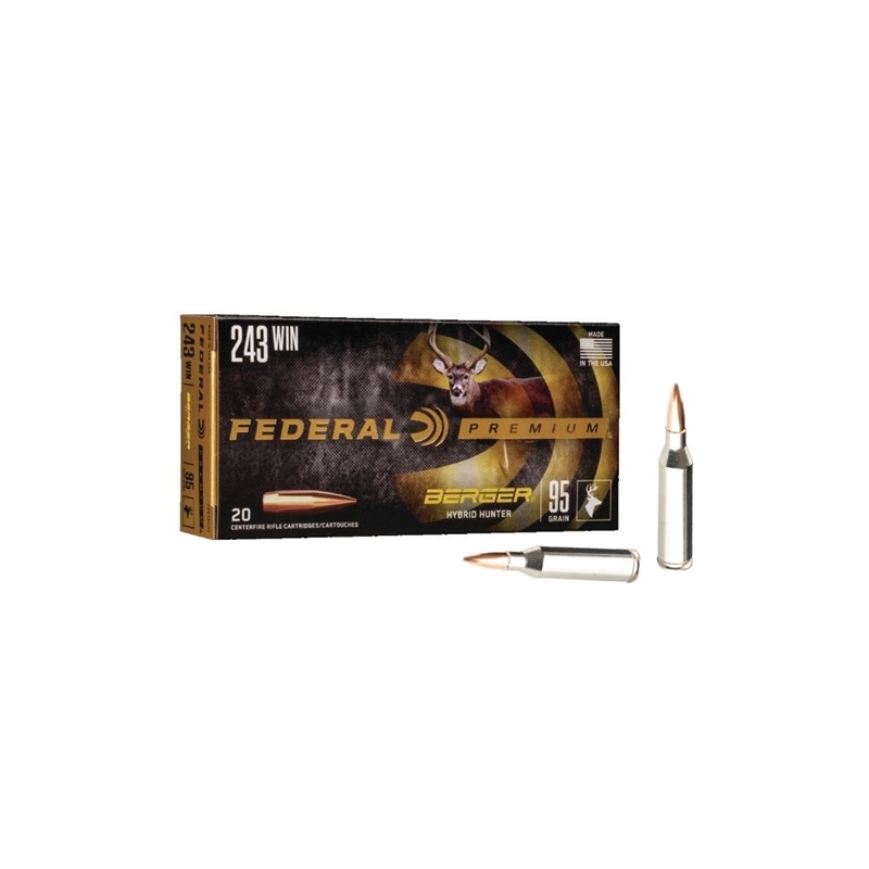 Federal Premium 243 Winchester Ammo 95 Grain Berger Hybrid Hunter
