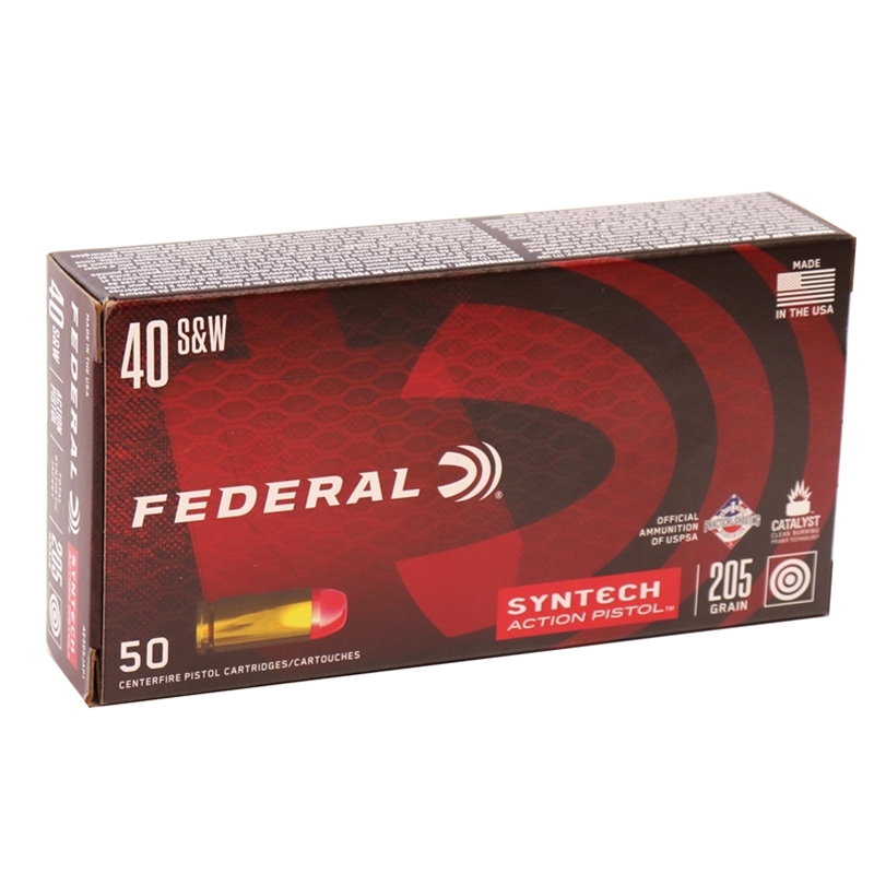 Federal Syntech Action Pistol 40 S&W Ammo 205 Gr Total Synthetic Jacket ...