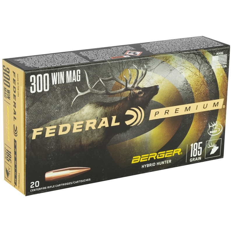Federal Premium 300 Winchester Magnum Ammo 185 Grain Berger Hybrid Hunter
