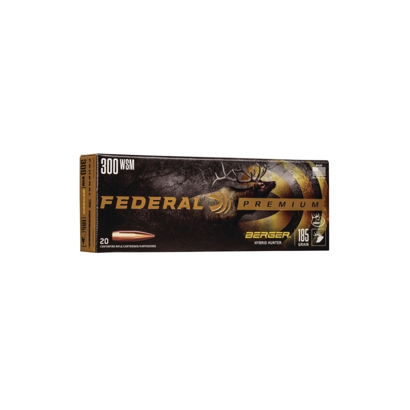 Federal Premium 300 Winchester Magnum Ammo 185 Grain Berger Hybrid - P300WSMBCH1