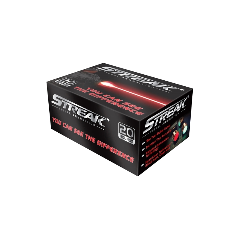 Ammo Inc Streak 9mm Luger Ammo 124 Grain Total Metal Jacket Red Cold Tracer