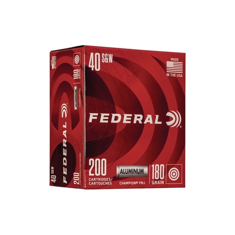 Federal Champion 40 S&W Ammo 180 Grain Aluminum Case Full Metal Jacket