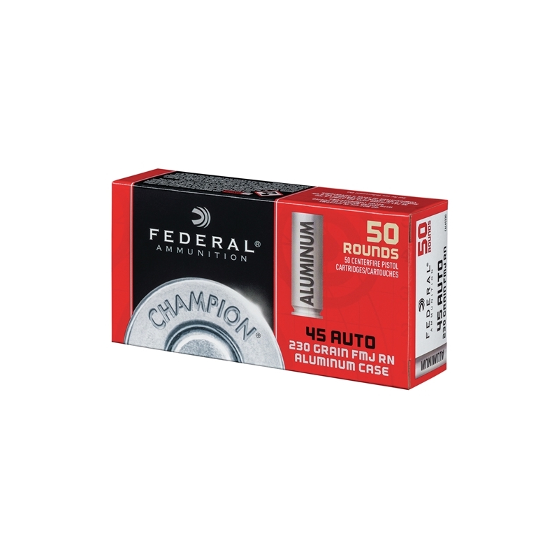 Federal Champion Aluminum 45 ACP AUTO Ammo 230 Grain Full Metal Jacket 50 Rounds