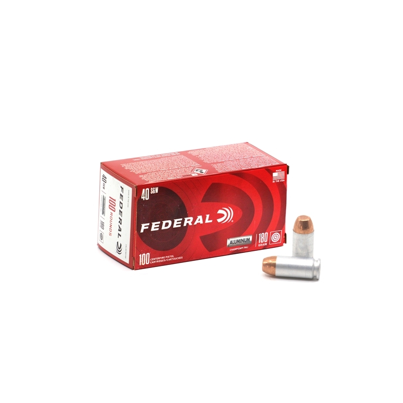 Federal Champion 40 S&W Ammo 180 Gr Aluminum Case FMJ 100 Rounds