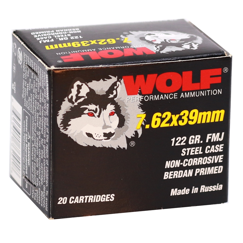 Wolf Performance 7.62x39mm Ammo 122 Grain FMJ Steel Case