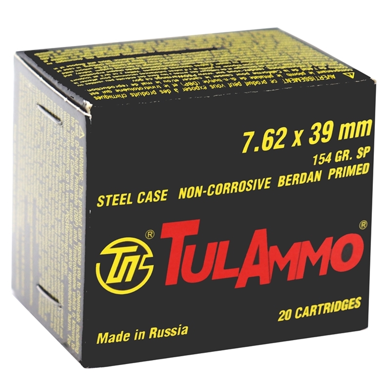 TulAmmo 7.62x39mm Ammo 154 Grain JSP Steel Case