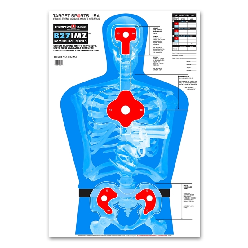 Thompson Target B27 Imz Life Size Silhouette Paper Shooting Targets 25 X38