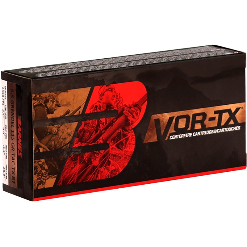 Barnes VOR-TX 6.5 Grendel Ammo 115 Grain TTSX Boat Tail