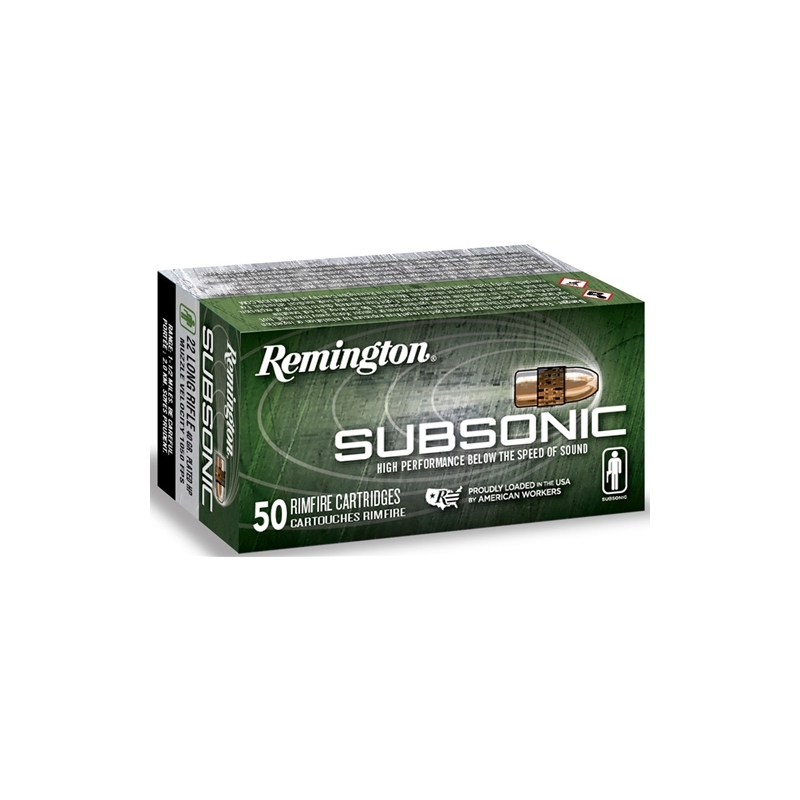 Remington Subsonic 22 LR Ammo 40 Gr Copper Plated Low Velocity HP 50 ...