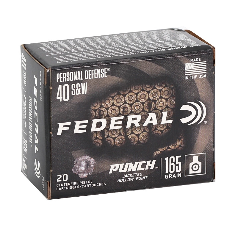 Federal Punch 40 S&W Ammo 165 Grain Jacketed Hollow Point
