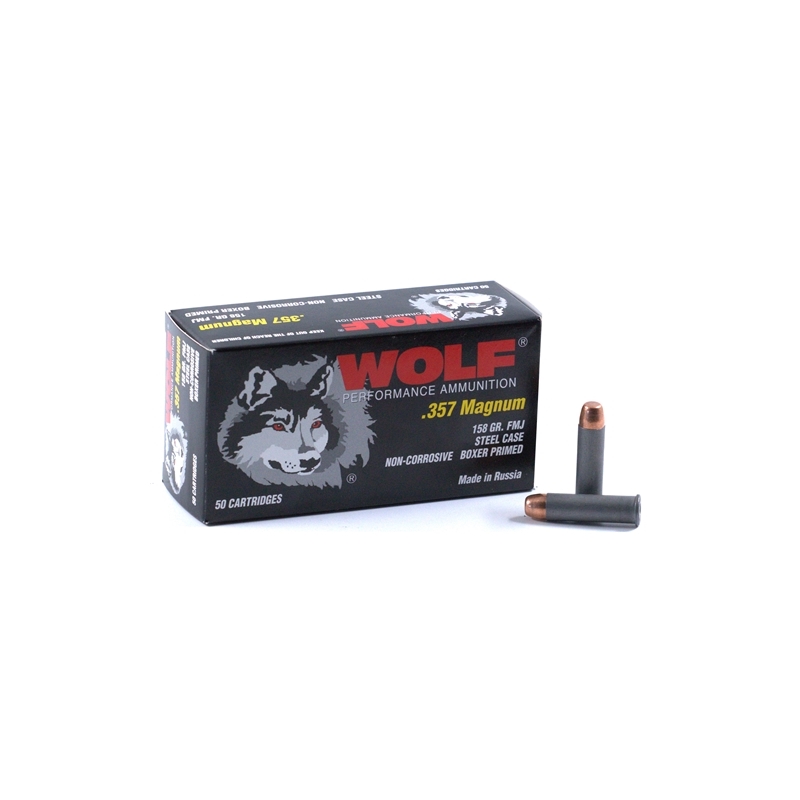Wolf Performance 357 Magnum Ammo 158 Grain Full Metal Jacket Steel Case - 357WFMJ