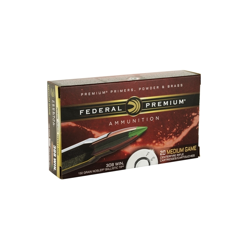 Federal Vital-Shok 308 Winchester Ammo 150 Grain Nosler Ballistic Tip - P308F