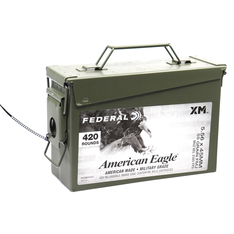 Federal American Eagle 5.56x45mm Ammo 55 Gr FMJ 420 Rds on Clips