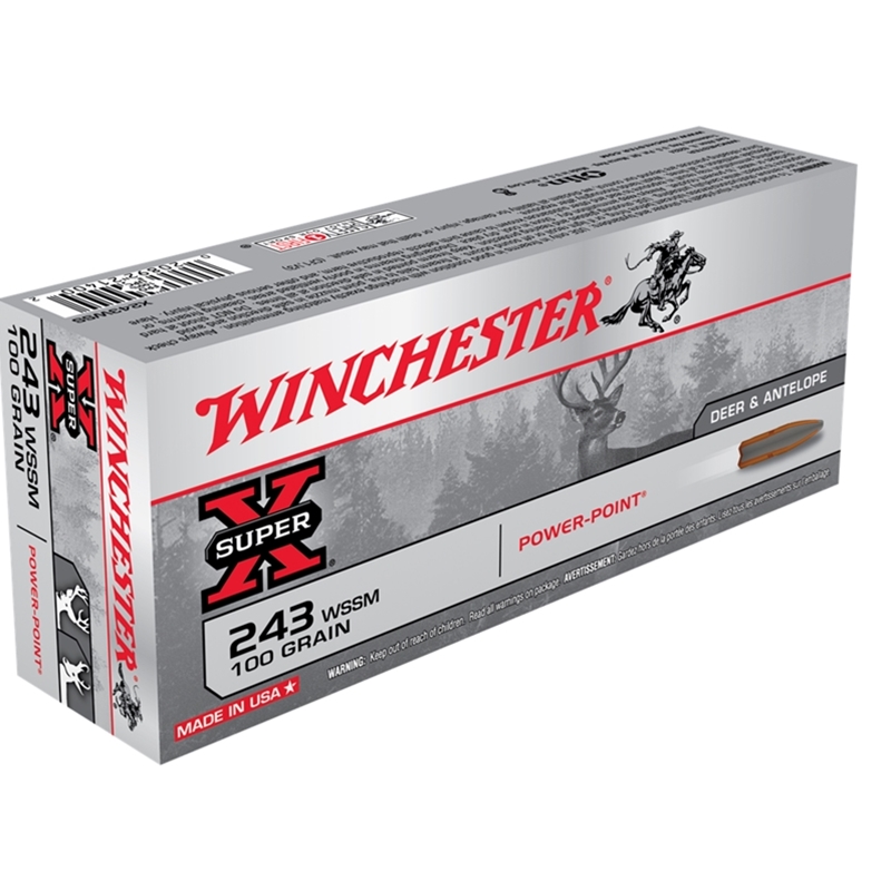 Winchester Super X 243 WSSM Ammo 100 Grain Power Point