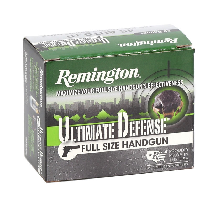 Remington Ultimate Defense 45 ACP Auto Ammo 185 Grain +P BJHP