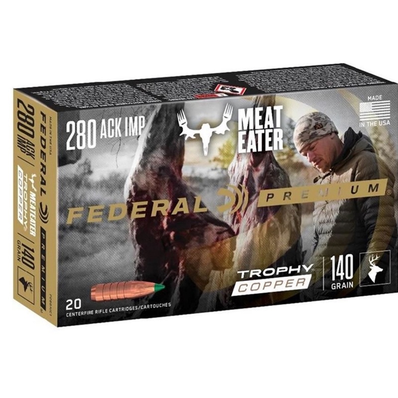 Federal 280 Ackley Improved Ammo 140 Grain Trophy Copper Tipped BT Lead-Free
