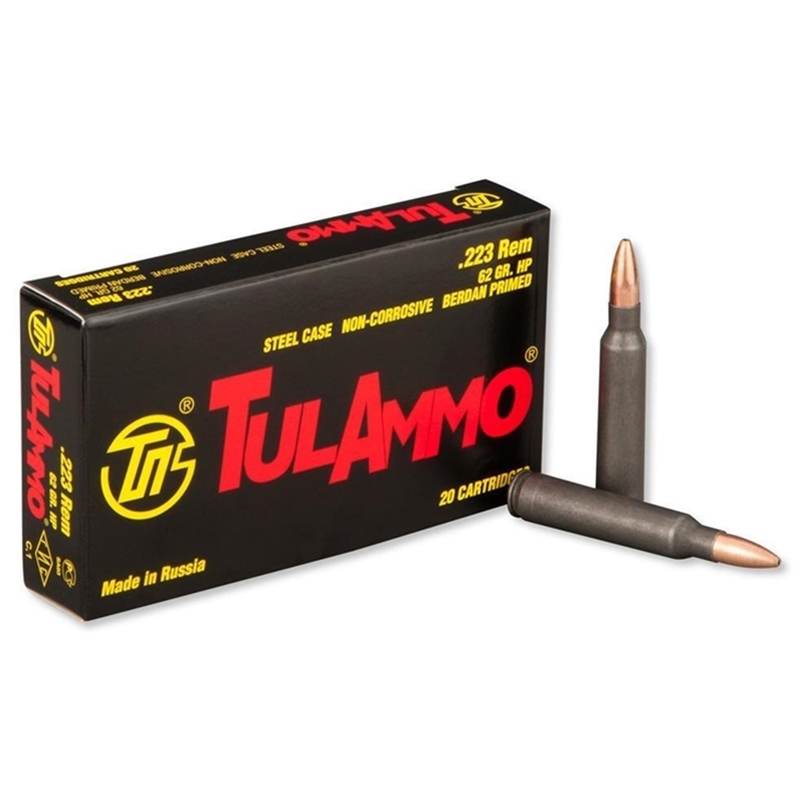 TulAmmo 223 Remington Ammo 62 Grain HP Steel Case 1000 Rounds