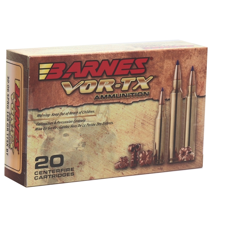 Barnes VOR-TX 30-06 Springfield Ammo 168 Gr TTSX Polymer Tipped Spitzer ...