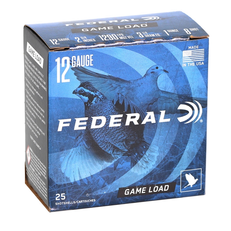 Federal Game Load 12 Gauge Ammo 2-3/4" 1 oz #8 Shot