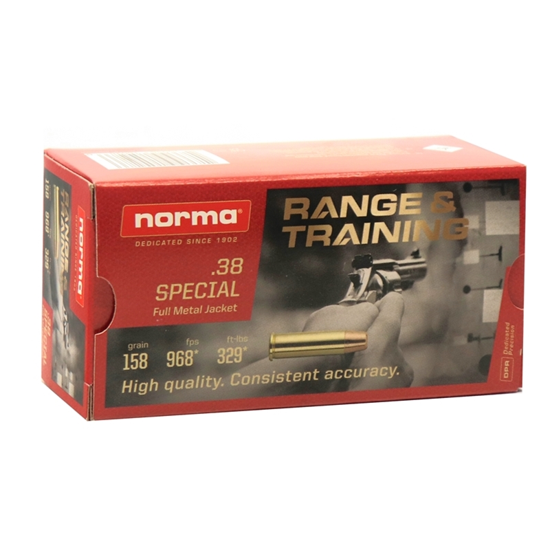 Norma Range and Training 38 Special Ammo 158 Grain Full Metal Jacket