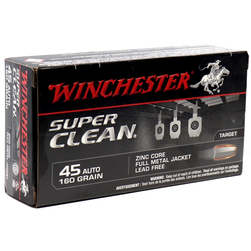 Winchester Super Clean 45 ACP  AUTO Ammo 160 Grain FMJ Lead Free