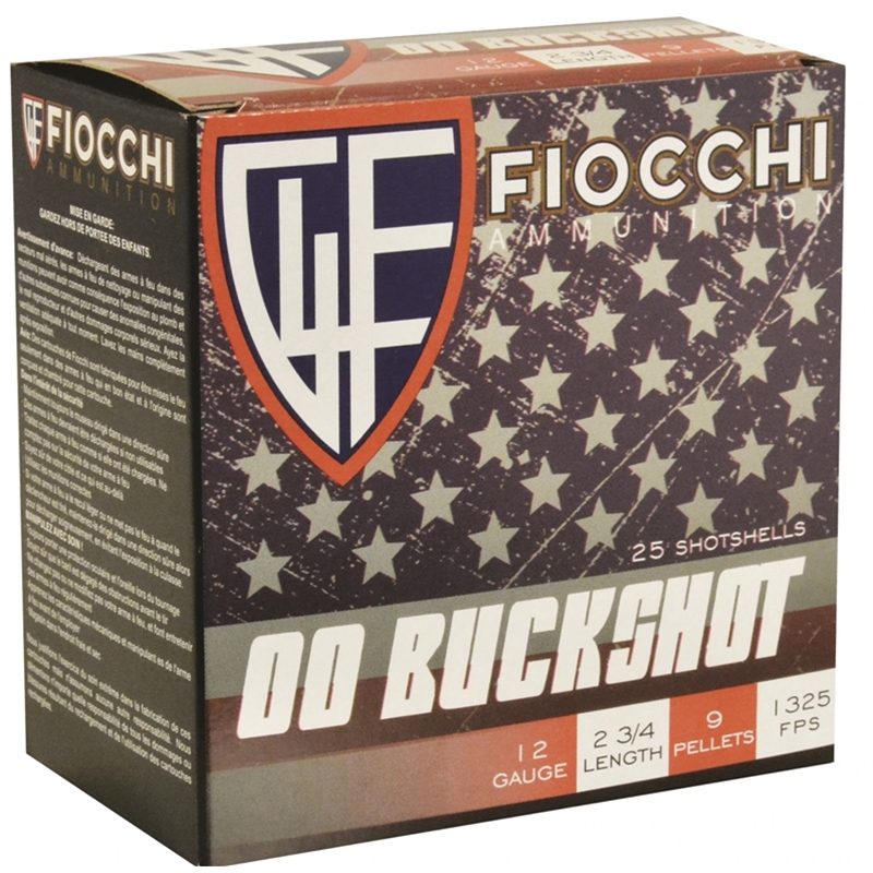 Fiocchi Shooting Dynamics 12 Gauge Ammo 2-3/4" 9 Pellets 00 Buckshot High Velocity