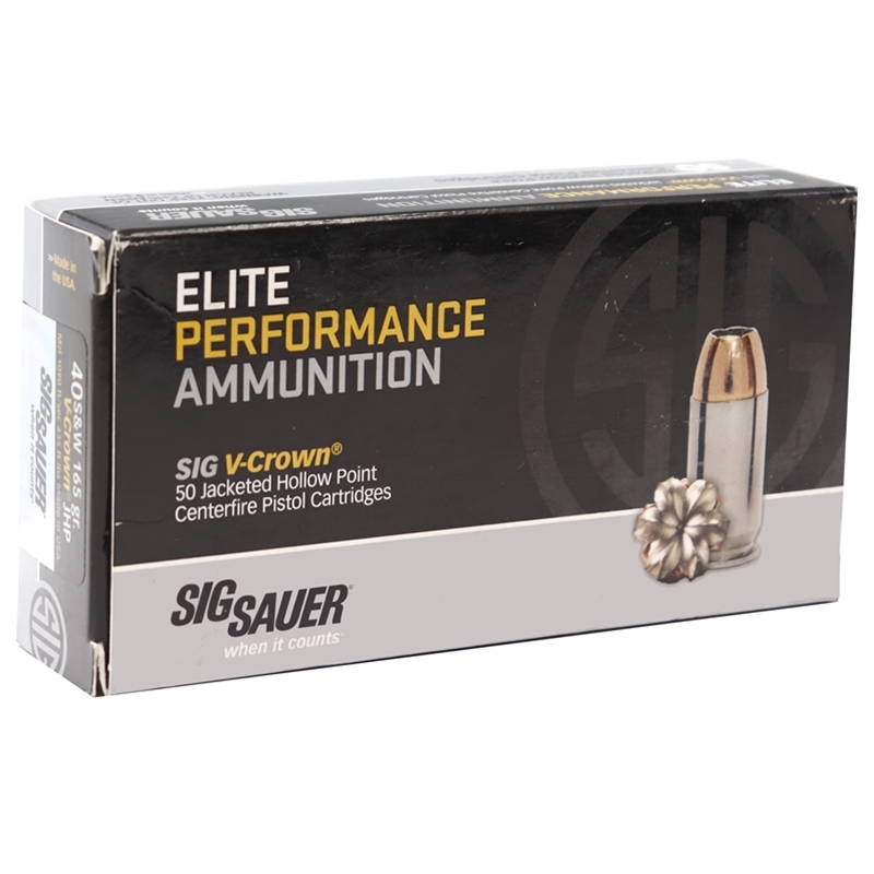 Sig Sauer Elite Performance 40 S&W Ammo 165 Grain 165 Grain V-Crown Jacketed Hollow Point Projectile