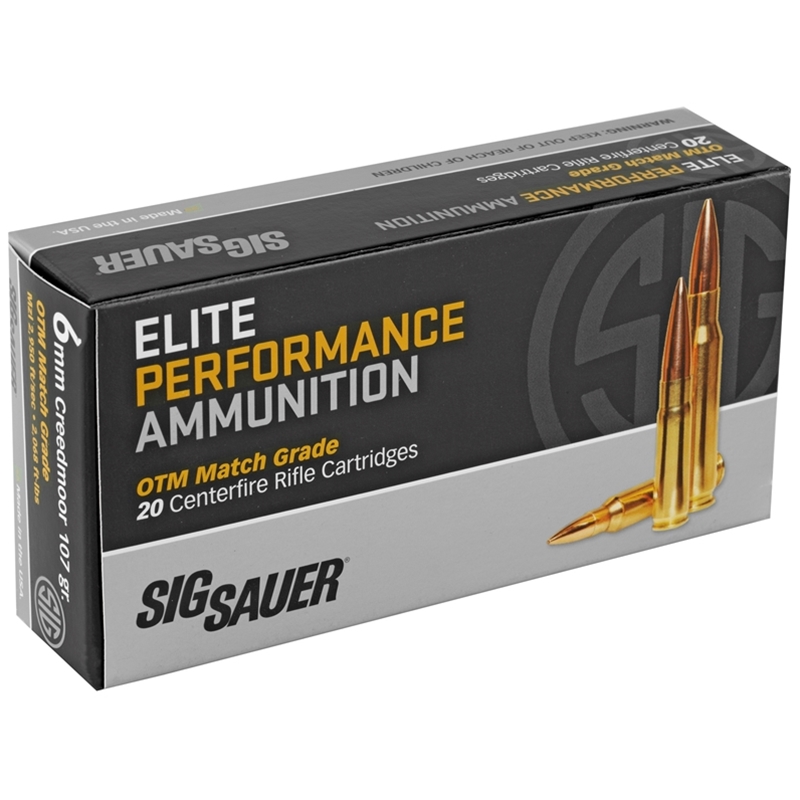 Sig Sauer Elite Performance 6mm Creedmoor Ammo 107 Grain Open Tip Match Grade