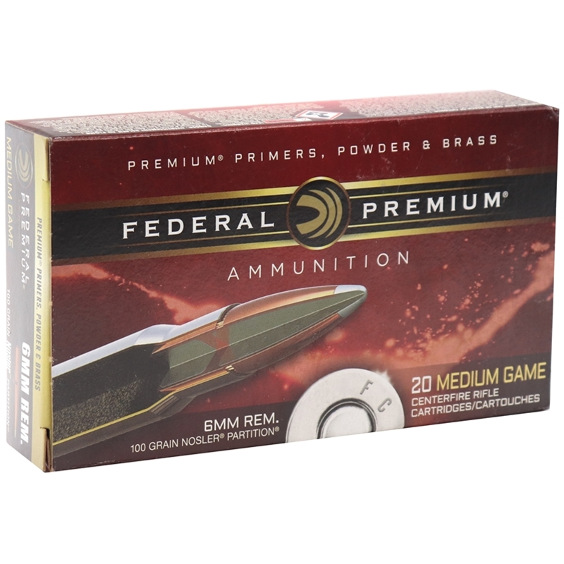 Federal Premium Vital-Shok 6mm Remington Ammo 100 Grain Nosler Partition