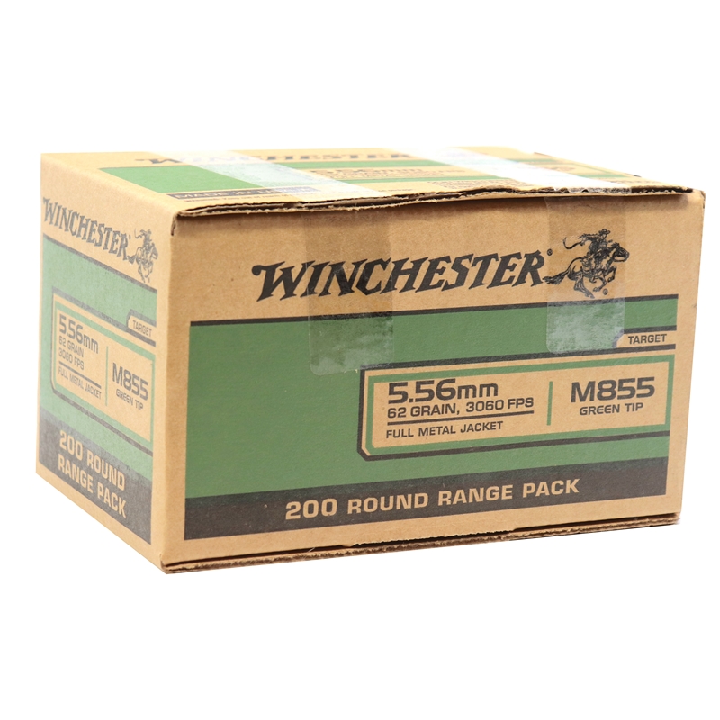Winchester 5.56mm M855 NATO Ammo 62 Grain Green Tip Full Metal
