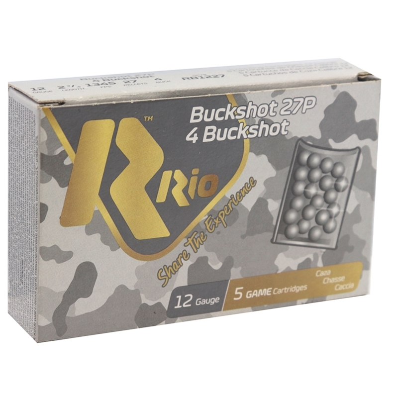 Rio 12 Gauge Royal Ammo 2-3/4" 27 Pellets #4 Buckshot 250 Round Case