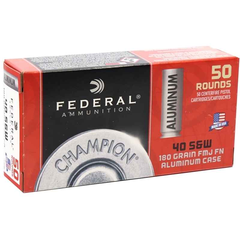 Federal Champion 40 S&W Ammo 180 Grain Aluminum Case FMJ