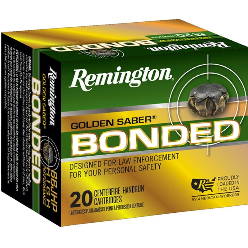 Remington Golden Saber 45 ACP AUTO Ammo 185 Grain Bonded Brass Jacketed Hollow Point