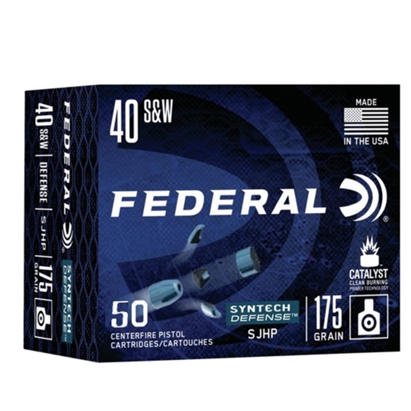 Federal Syntech Defense 40 S&W Ammo 175 Grain Segmented Jacketed Hollow Point