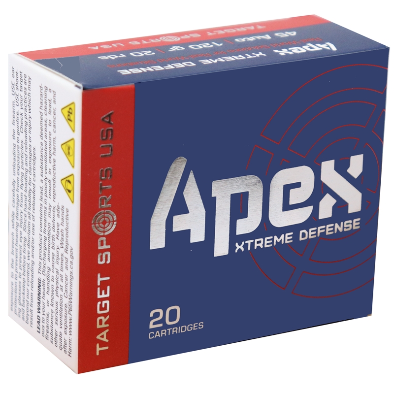 Target Sports USA APEX 45 ACP Ammo 120 Grain Xtreme Defense Ammo Deals