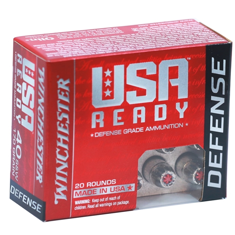 Winchester USA Ready Defense 40 S&W Ammo 170 Grain Hex-Vent Jacketed Hollow Point