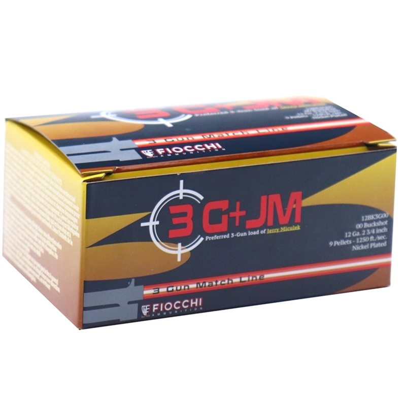 Fiocchi 3-Gun 12 Gauge Ammo 2-3/4" 00 Buckshot 9 Nickel Plated Pellets