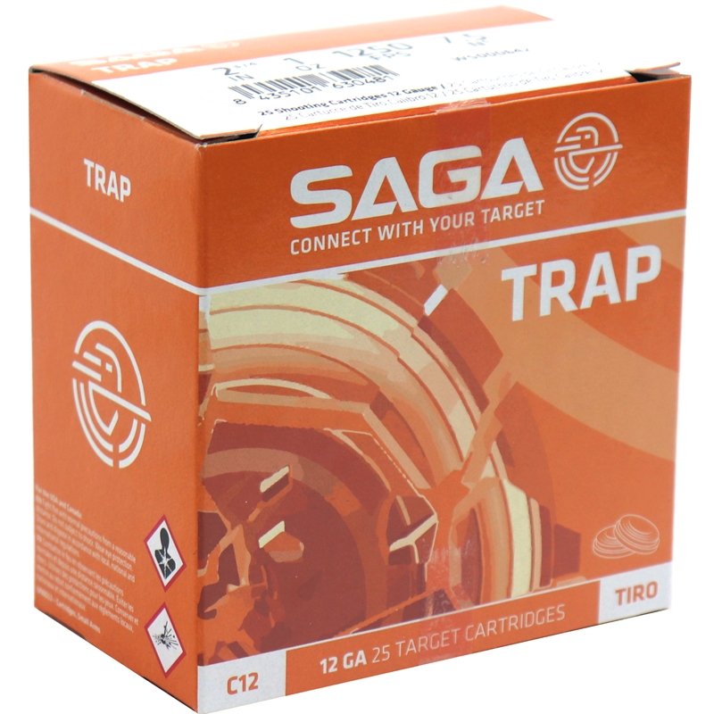 Saga Trap 12 Gauge Ammo 2 3/4" 1 oz #7.5 Shot 250 Rounds