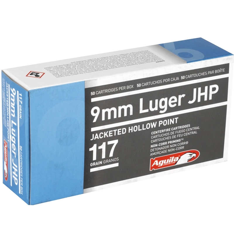 Aguila 9mm Luger Ammo 117 Grain Jacketed Hollow Point